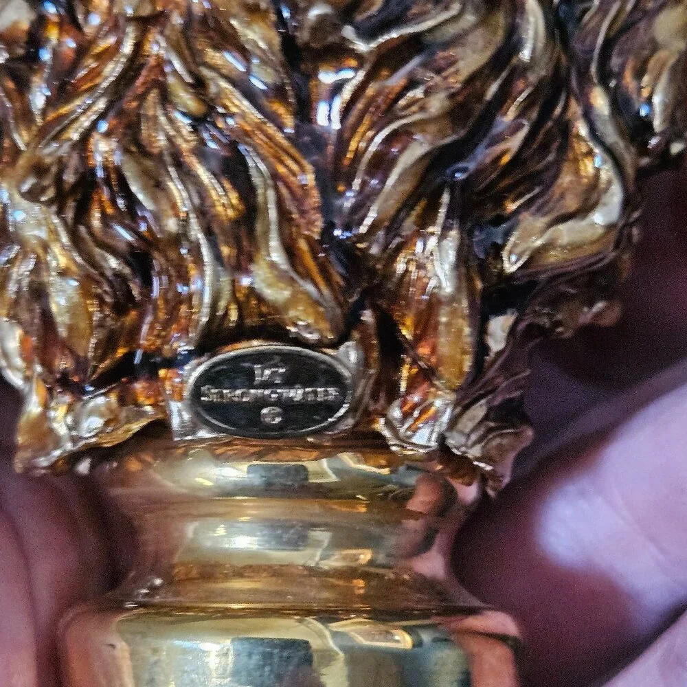 RARE JAY STRONGWATER LION JUNGLE CRYSTAL ENAMEL WINE BOTTLE DECANTER STOPPER